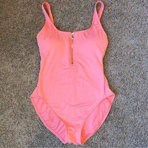 Michael Kors one piece swimsuit women's size 10 coral pink Zip Up Beach Holiday